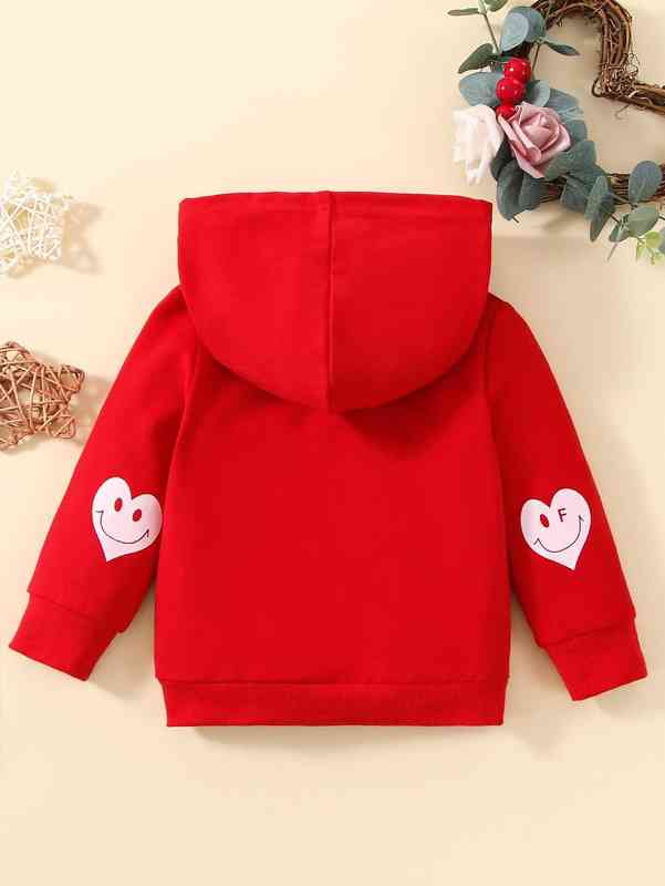Baby Heart And Cartoon Face Print Hoodie SHE