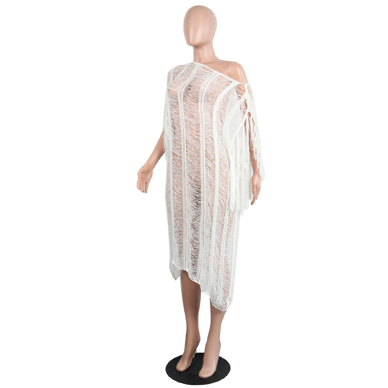Sexy Through Hollow Out Bikini Cover-ups White Crochet Tunic Women Summer Dress Beach Wear Swim Suit Cover Up A862 210420
