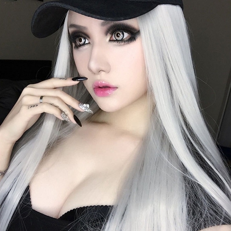 female Grandma grey wig long straight hair simulation big head skin split bangs chemical fiber headgear shooting props, Black
female Grandma grey wig long straight hair simulation big head skin split bangs chemical fiber headgear shooting props, Black