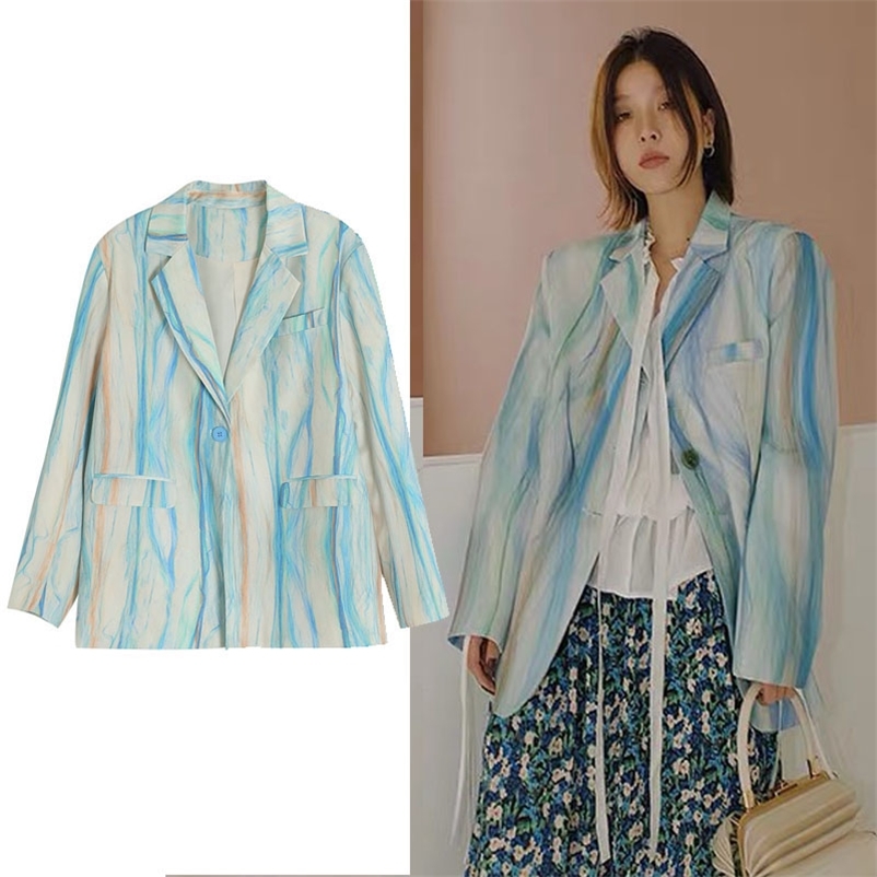 Women Blazer Texture Retro Tie Dye Coat Vintage Single Button Long Sleeve Lady Casual Suit Jacket Chic Outwears 210519, As picture
Women Blazer Texture Retro Tie Dye Coat Vintage Single Button Long Sleeve Lady Casual Suit Jacket Chic Outwears 210519, As picture