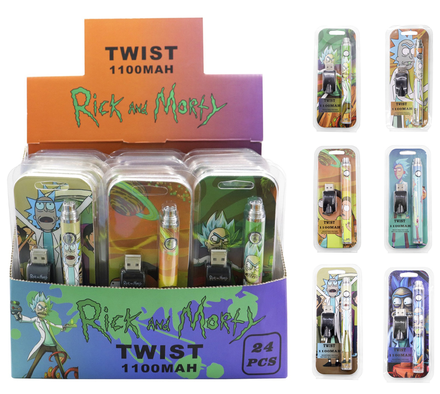 Newest Rick and morty Preheating Twist Battery 1100mah e Cig Vape pen 510 thread Variable Voltage BUD for Wax Oil Th205 Cartridge VS Imini
Newest Rick and morty Preheating Twist Battery 1100mah e Cig Vape pen 510 thread Variable Voltage BUD for Wax Oil Th205 Cartridge VS Imini