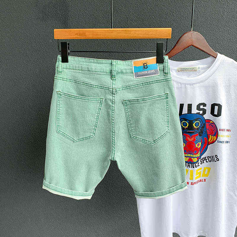 Green denim short Men Short 2020 Summer Cargo jeans short Men Casual Brand Classic Beach Men hole Ripped Shorts Bermuda G1209