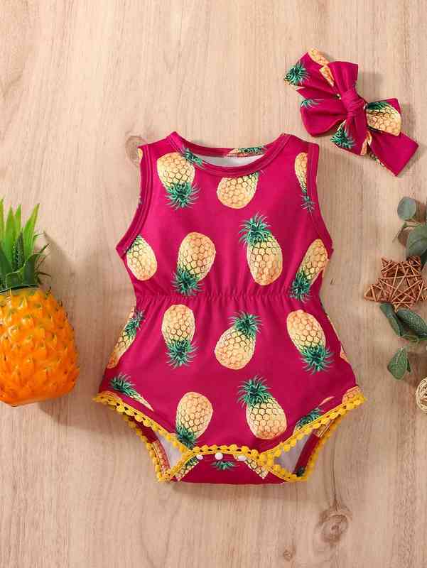 Baby Pineapple Print Bodysuit & Headband SHE