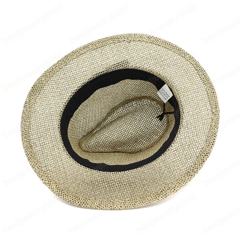 2021 jazz Panama Hat with Belt Summer Sun Hats for Women Man Sombrero Beach Straw Fedora Hat UV Protection Cap Chapeau
