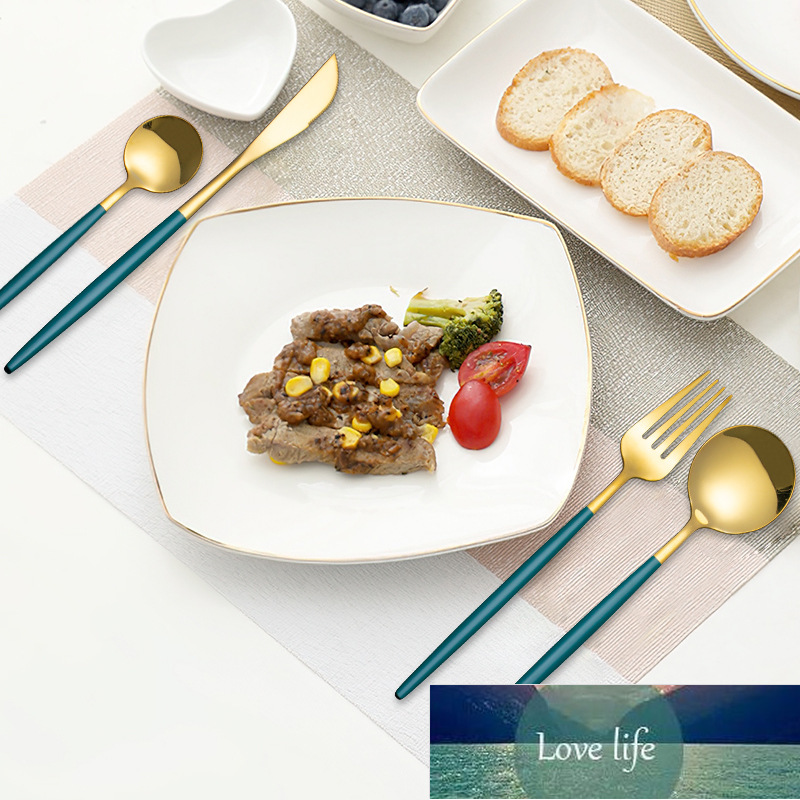 24Pcs/Set Stainless Steel Dinner Black Gold Dinnerware Set Knife Fork Coffee Spoon Cutlery Set Kitchen Tableware Silverware Sets Factory price expert 