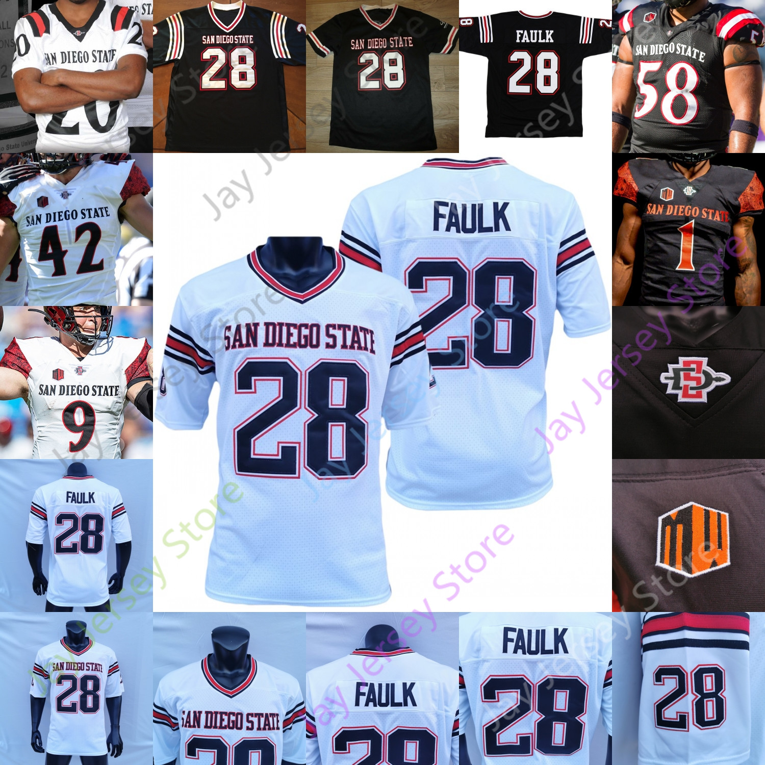 San Diego State Aztecs Football Jersey NCAA College Marshall Faulk Williams Jordon Brookshire Chance Greg Bell Bellinger McMorris Johnson Hawkins Thomas McDonald