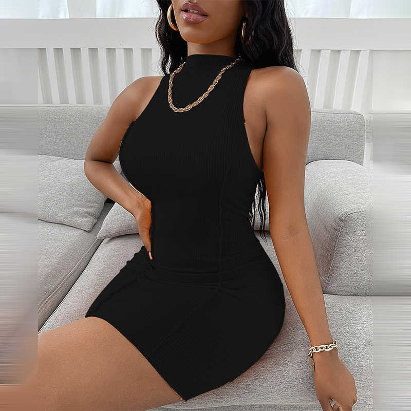 Fashion Women Slim Fit Summer Casual Mini Dress Female Colorful Sleeveless Bodycon Party Dress 210716