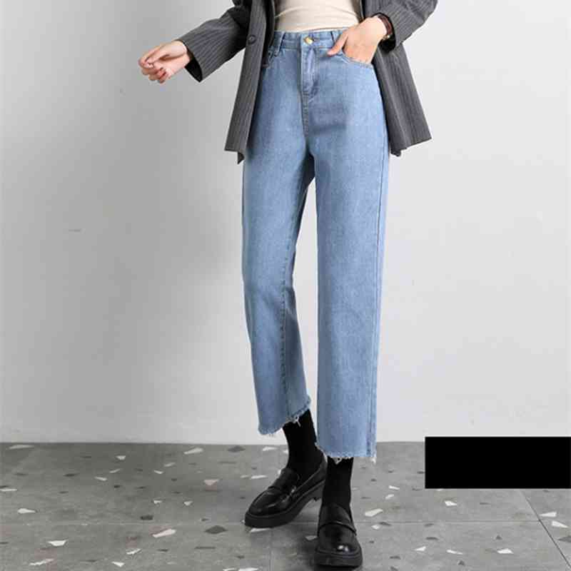 OL Wear High Waist Straight Wide Leg Pants Women Denim Vintage Fashion Jeans Trousers Femme Plus Size 5 Colors 210421