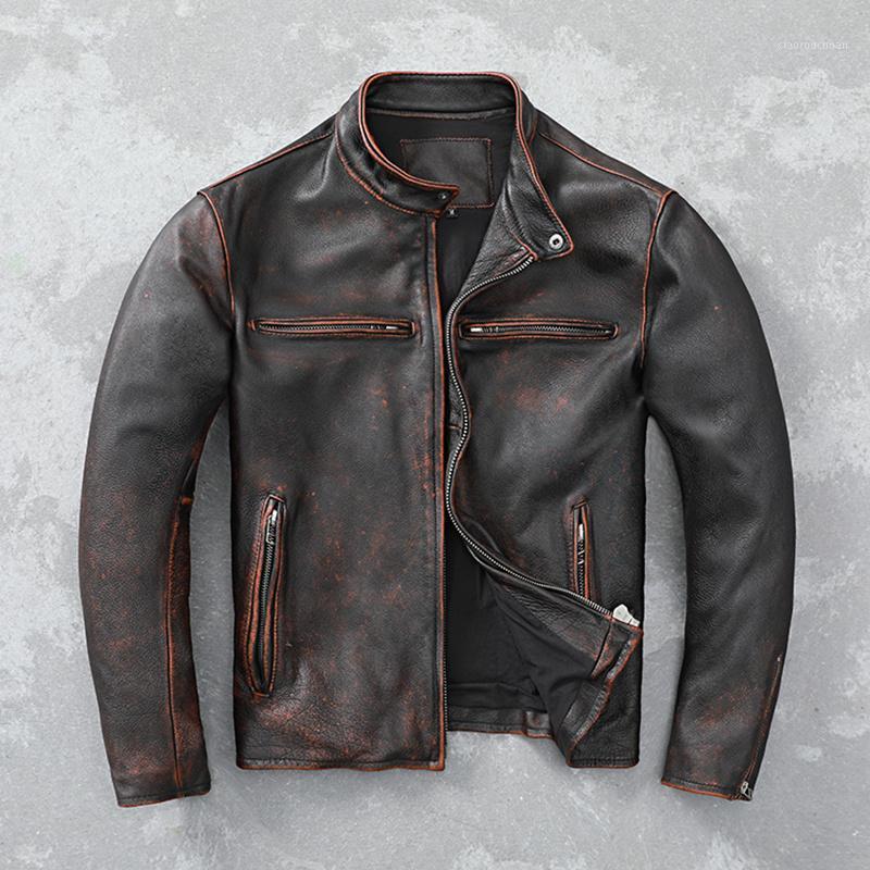 Men's Leather & Faux Factory Classical Motorcycle Jackets Men Jacket Natural Calf Skin Thick Motor Winter Vintage, Vintage of brown
Men's Leather & Faux Factory Classical Motorcycle Jackets Men Jacket Natural Calf Skin Thick Motor Winter Vintage, Vintage of brown