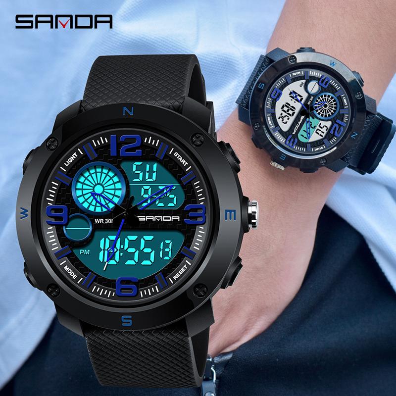 Wristwatches SANDA Men's Watch Waterproof Fashion Electronic Sports Shockproof Man Dual Display Digital Quartz Watches Relogio Masculino 762, Black
Wristwatches SANDA Men's Watch Waterproof Fashion Electronic Sports Shockproof Man Dual Display Digital Quartz Watches Relogio Masculino 762, Black