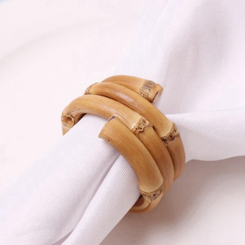 Napkin Rings LUDA 12 Pack Home Dinner Table Serviette Buckles Eye-Catching Round Bamboo Husk Decoration For Wedding