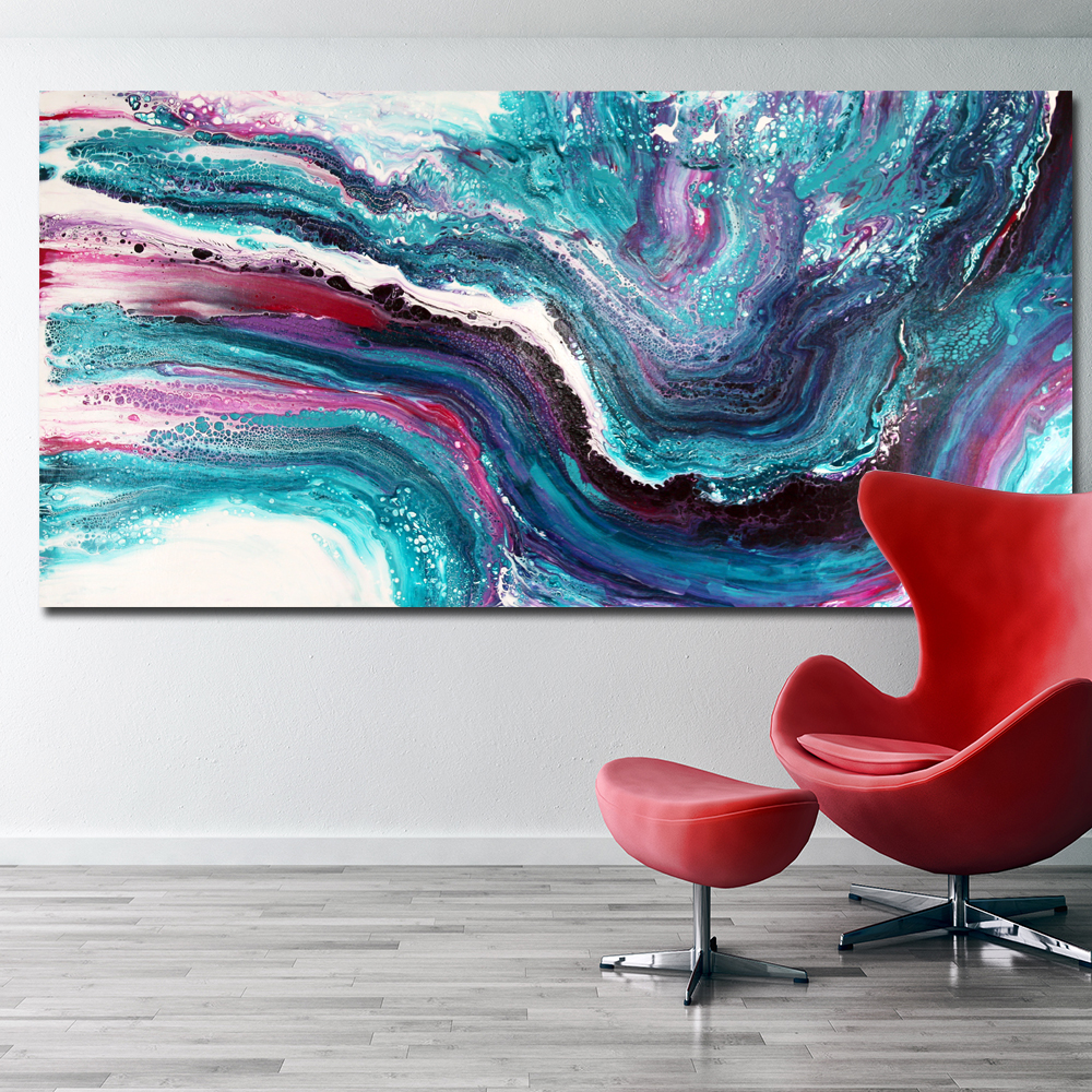 Abstract Art Watercolor Blue Painting Big Size Wall Pictures for Living Room Modern Decorative Painting Unframed