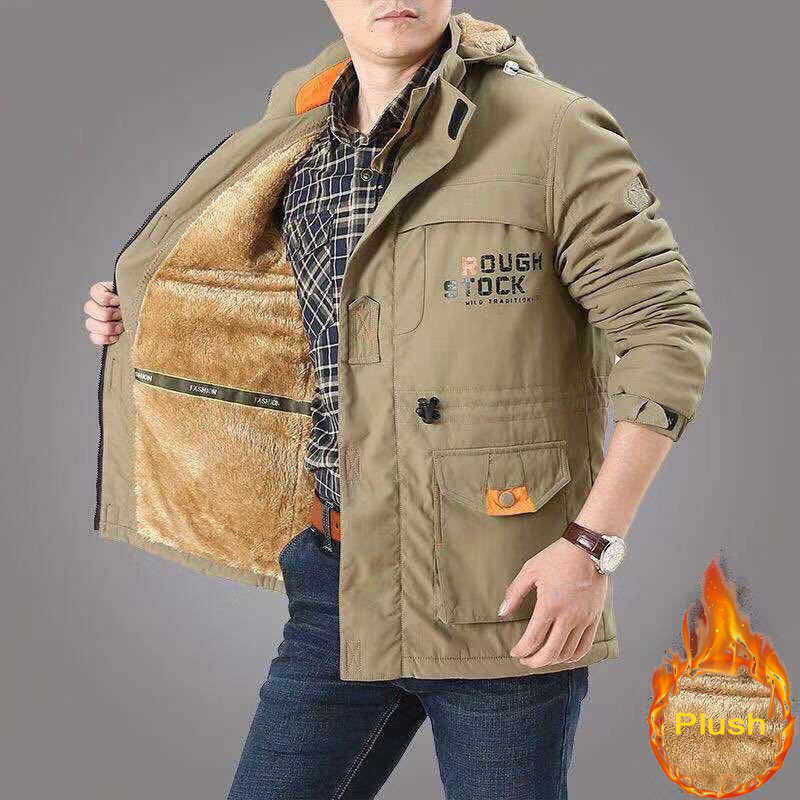 Outdoor Assault Suit Winter Plush Thick Men's Coat Windproof Waterproof Mountaineering Suit Men's Large Multi Pocket Work Jacket 210818