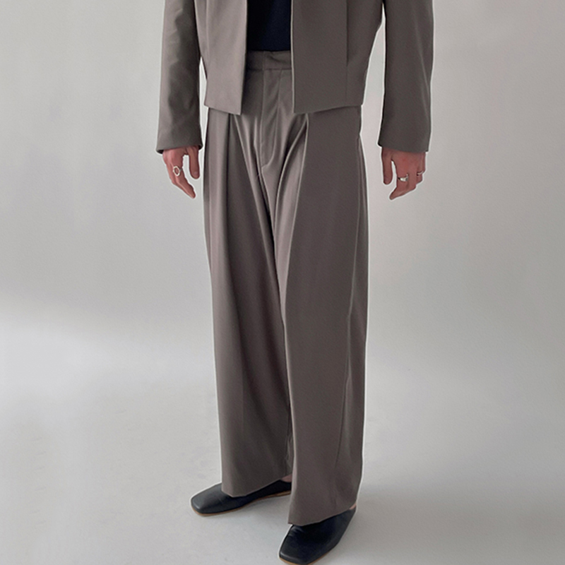 IEFB Men's Spring Summer Foled Front Suit Pants Loose Straight Business Trousers Causal High Wiaist Wide Leg Pants Y6631 210524