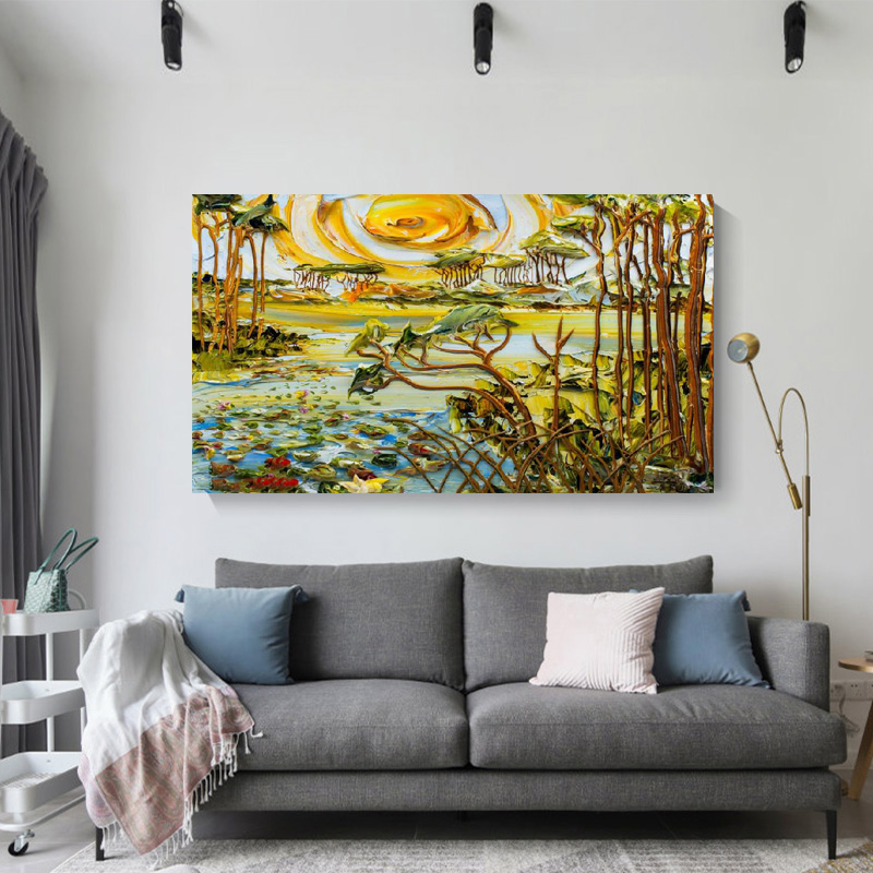 Large Size Oil Painting Print Colorful Tree Poster Wall Art Canvas Painting Abstract Picture For Living Room Decor