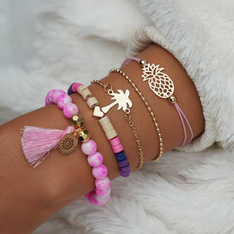 Link, Chain Arrival Bracelets&Bangles Fashion Women Pink Bead Bracelet Gold Palm Tree 5 Pieces/set
Link, Chain Arrival Bracelets&Bangles Fashion Women Pink Bead Bracelet Gold Palm Tree 5 Pieces/set