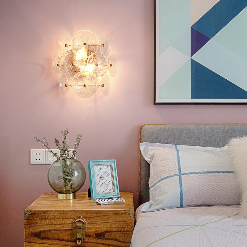 Nordic Style Art Flower Glass Led Wall Lamp For Bedside Aisle Restaurant TV Background Decor Sconce Lighting