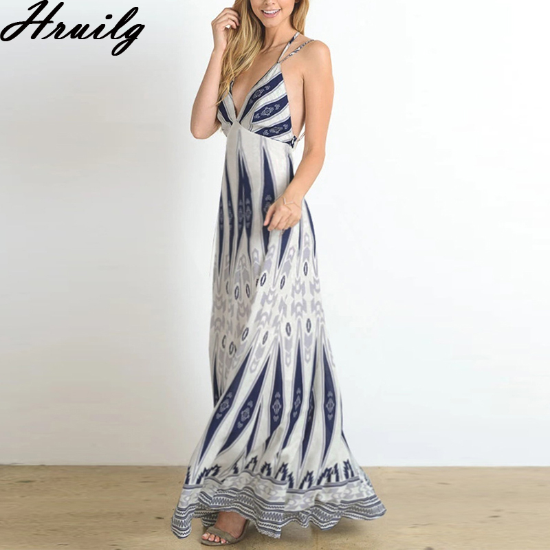 Sale Summer Dress Backless Lace Up Big Swing Bohemian Party es for Women Print Elegant Clubwear A Line Sexy 210515