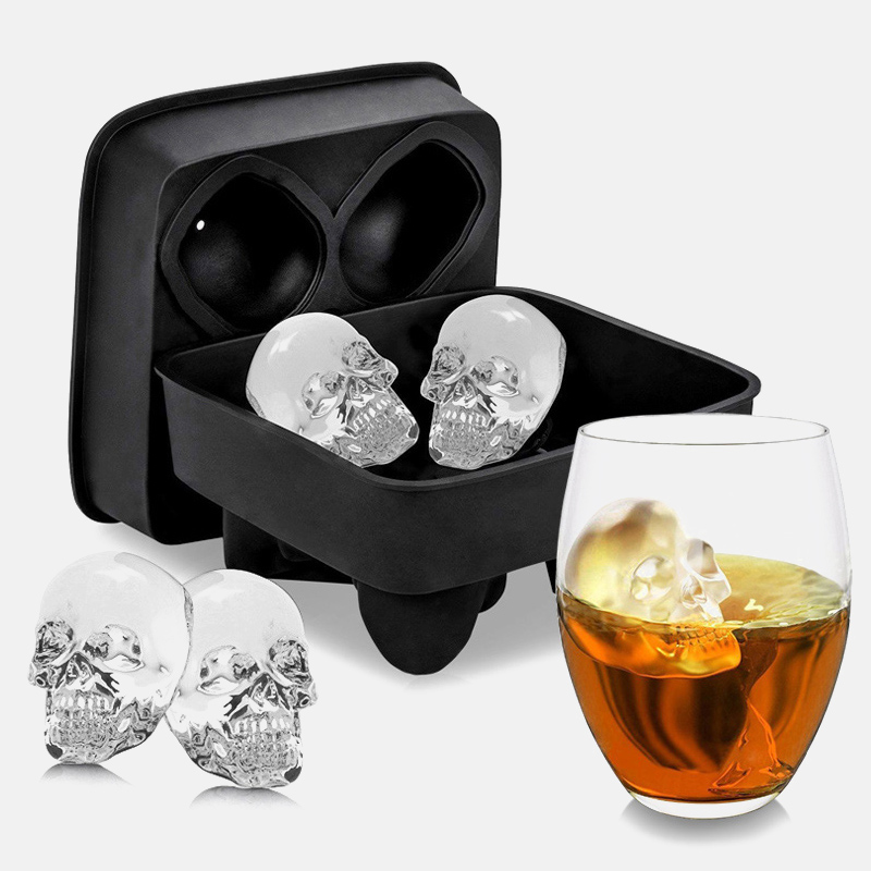 3D Skull Silicone Mold Tool Ice Cube Maker Chocolate Mould IceCream DIY Tools Whiskey Wine tail DHL Free Freight Free shipping
