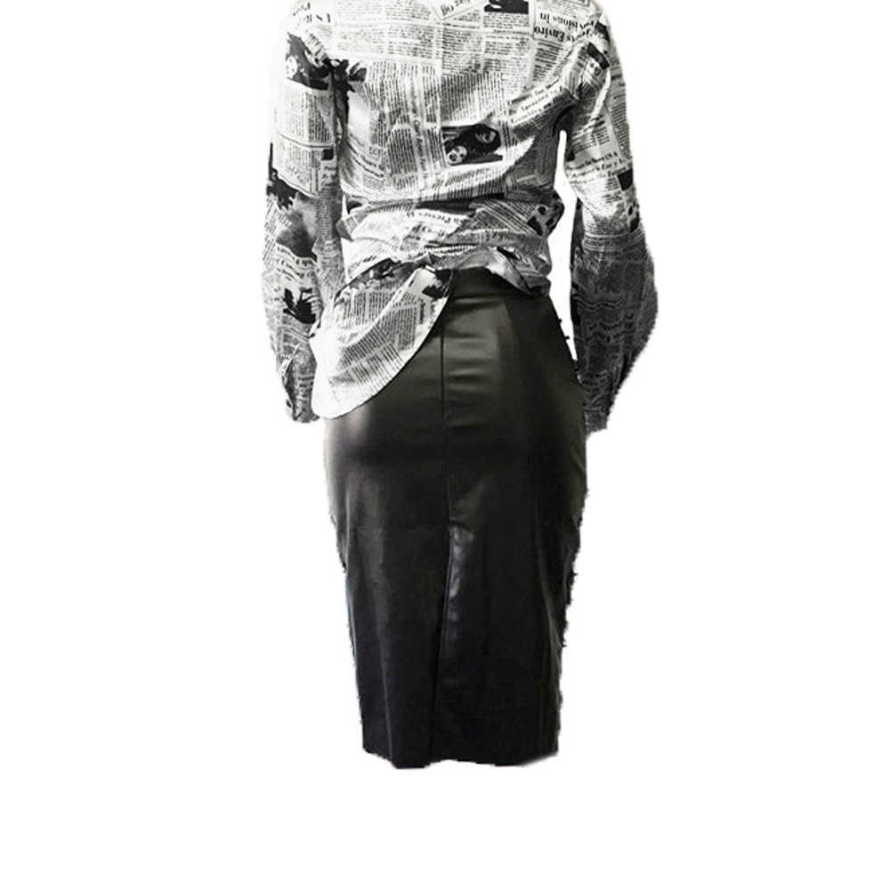 Women High Waist Beading PU Faux Leather Pencil Skirt Sexy Club Bandage Faldas Jupe 210619