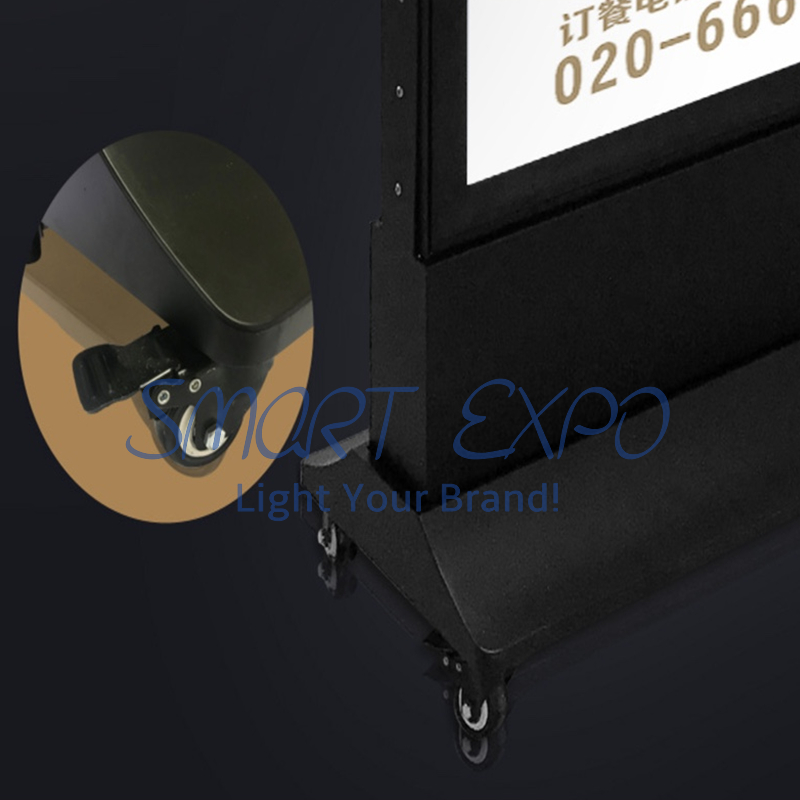 60*150cm Outdoor Store Front Poster Board Advertising Display Double Moving Light Box with Base Wheels Wooden Case Packing