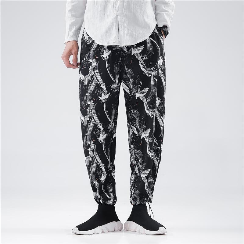 Mens Ankle-Length Trousers Casual Jogging Fashion Loose Sweatpants Male Printed Hip Hop Harem Pants Streetwear Men's