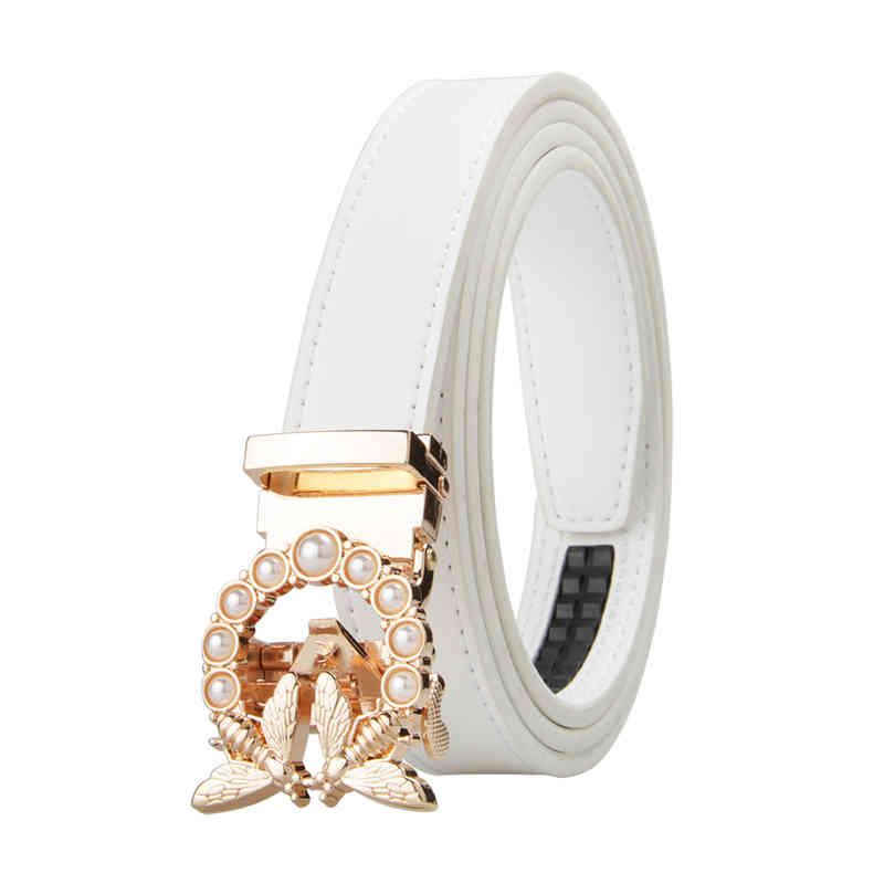 Bee Gold Buckle Diamond Decorative White Women Waist Genuine Leather Belt
Bee Gold Buckle Diamond Decorative White Women Waist Genuine Leather Belt
