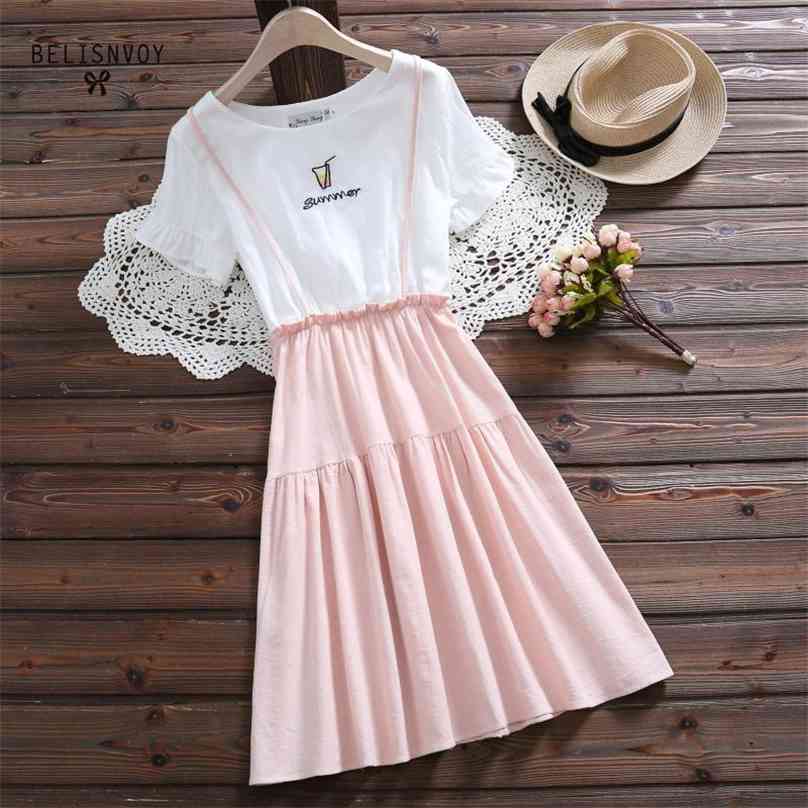 Japanese Mori Girl Embroidery Simple Women Dresses Fashion Sweet Cute Pink Navy Famale Dress Fake Two-piece Casual Clothes 210520, Blue
Japanese Mori Girl Embroidery Simple Women Dresses Fashion Sweet Cute Pink Navy Famale Dress Fake Two-piece Casual Clothes 210520, Blue