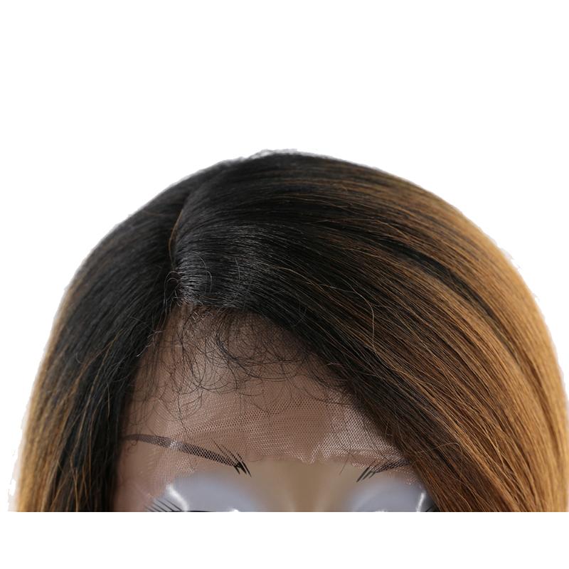 Synthetic Wigs Short Bob Ombre Brown Blonde Lace Front Wig For Black Women X-TRESS Side Part With Baby Hair