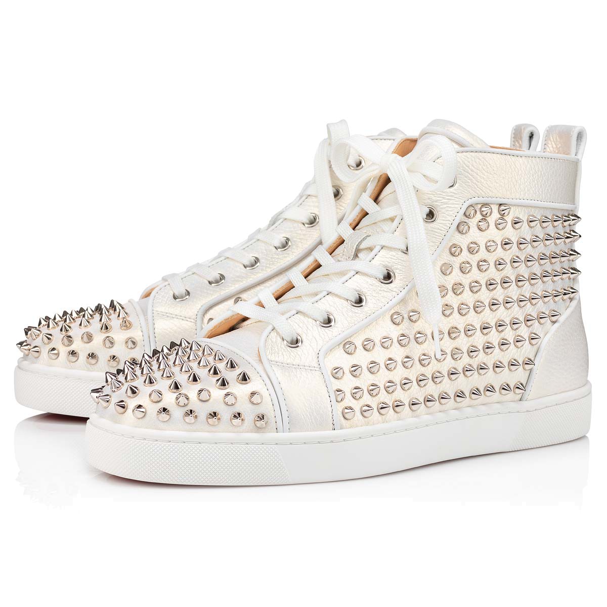 Men's Retro sports casual shoes red bottom spiked Orlato Flat hi-top sneaker back classic line Beige Calfskin genuine leather studs trainers
Men's Retro sports casual shoes red bottom spiked Orlato Flat hi-top sneaker back classic line Beige Calfskin genuine leather studs trainers