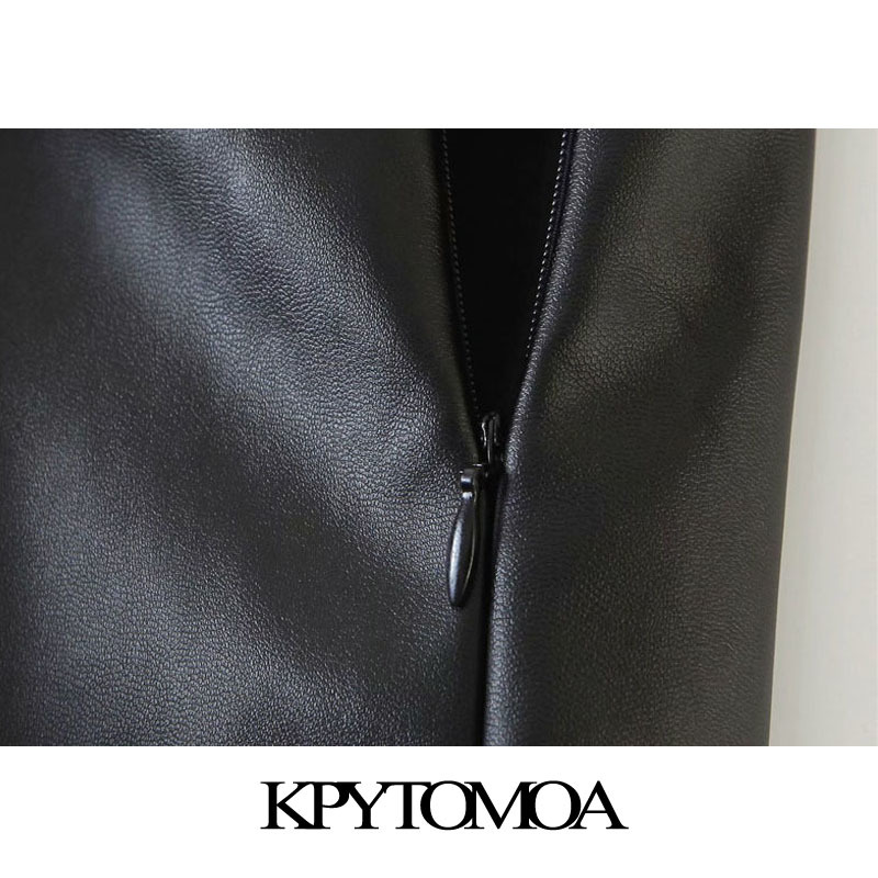 Women Chic Fashion PU Faux Leather Skinny Pants High Waist Side Zipper Stretchy Slim Female Ankle Trousers 210420