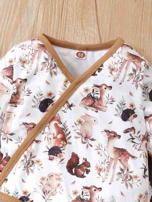Baby Cartoon Graphic Contrast Binding Bodysuit weatpants SHE