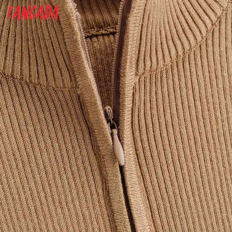 Women High Quality Solid Zipper Crop Knit Tank Top Sleeveless Backless Female Tops 4P02 210416