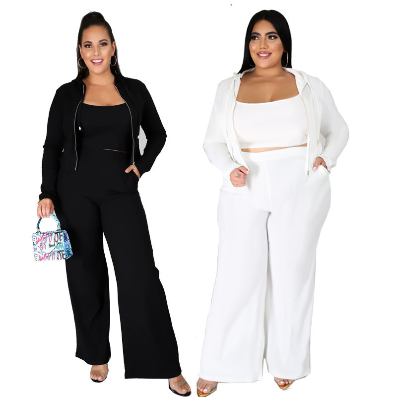 Womens Designer Plus Size Tracksuits 3pcs Long Trousers Clothing Sets Solid Color Women Three Piece Pants, White
Womens Designer Plus Size Tracksuits 3pcs Long Trousers Clothing Sets Solid Color Women Three Piece Pants, White