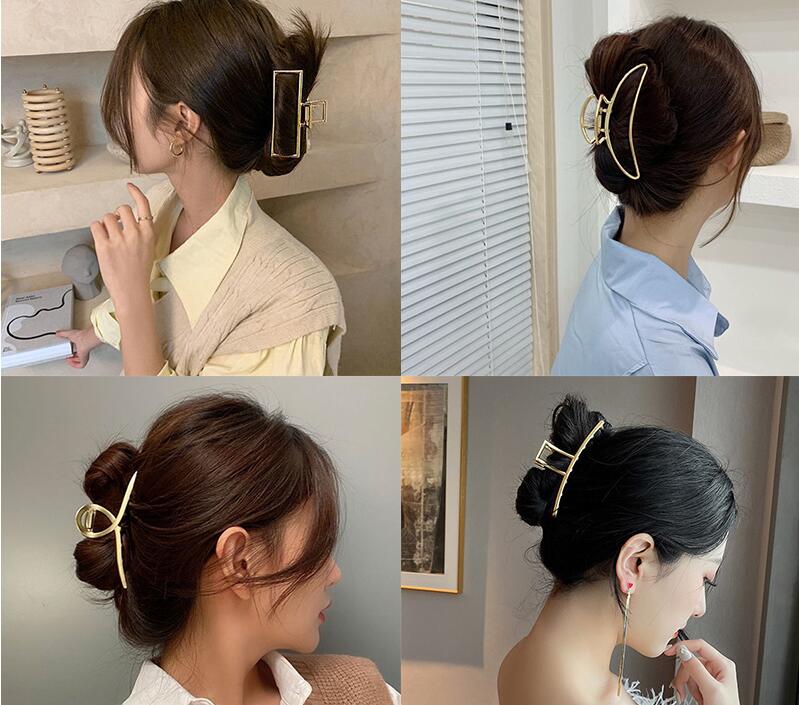 2021 Fashion Women Girls Big Hair Claw Hairpin Simple Geometric Metal Crab Clamp Hairgrip Clip Headwear Jewelry 5PCS