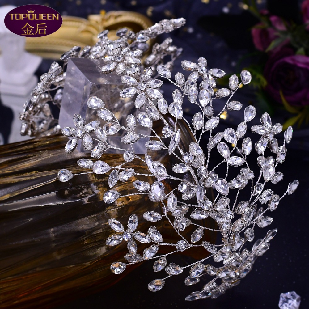 Handmade Press Diamond Bridal Tiara Baroque Beautiful Crown Bride Ladies Jewelry Diamond Crowns Bride Wedding Crown Accessories European Retro Palace 