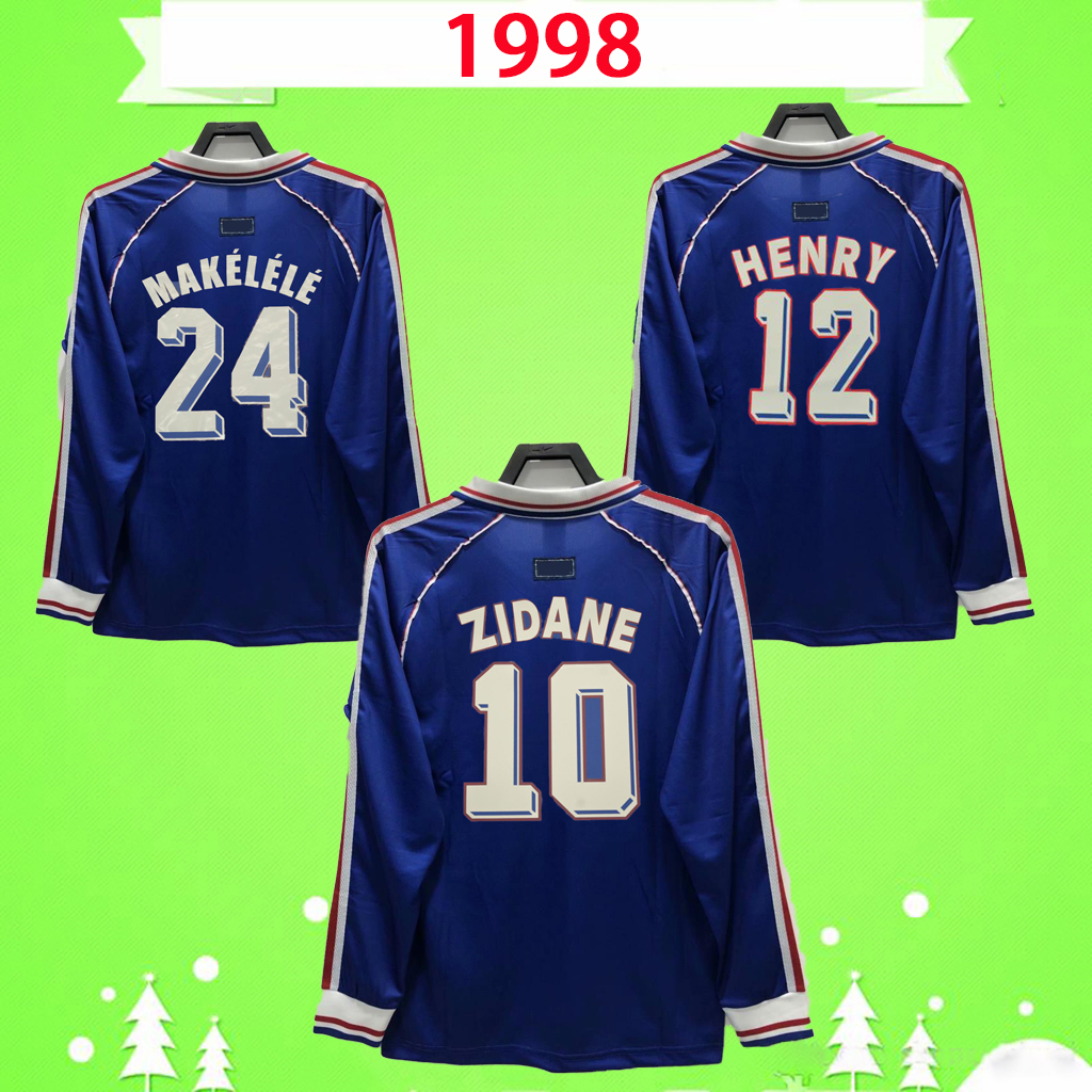 With patch and small print Long sleeve soccer jerseys MAILLOT DE FOOT 1998 RETRO classic #10 ZIDANE home blue Football shirt VINTAGE #12 HENRY #24 MAKELELE uniforms, 1998 with patches with print
With patch and small print Long sleeve soccer jerseys MAILLOT DE FOOT 1998 RETRO classic #10 ZIDANE home blue Football shirt VINTAGE #12 HENRY #24 MAKELELE uniforms, 1998 with patches with print