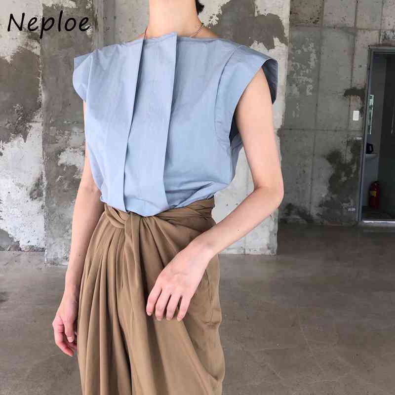 Work Style Ol Simple Pleat Blouse Women O Neck Short Sleeve Black Blusas Summer All Match Ladies Top 210422