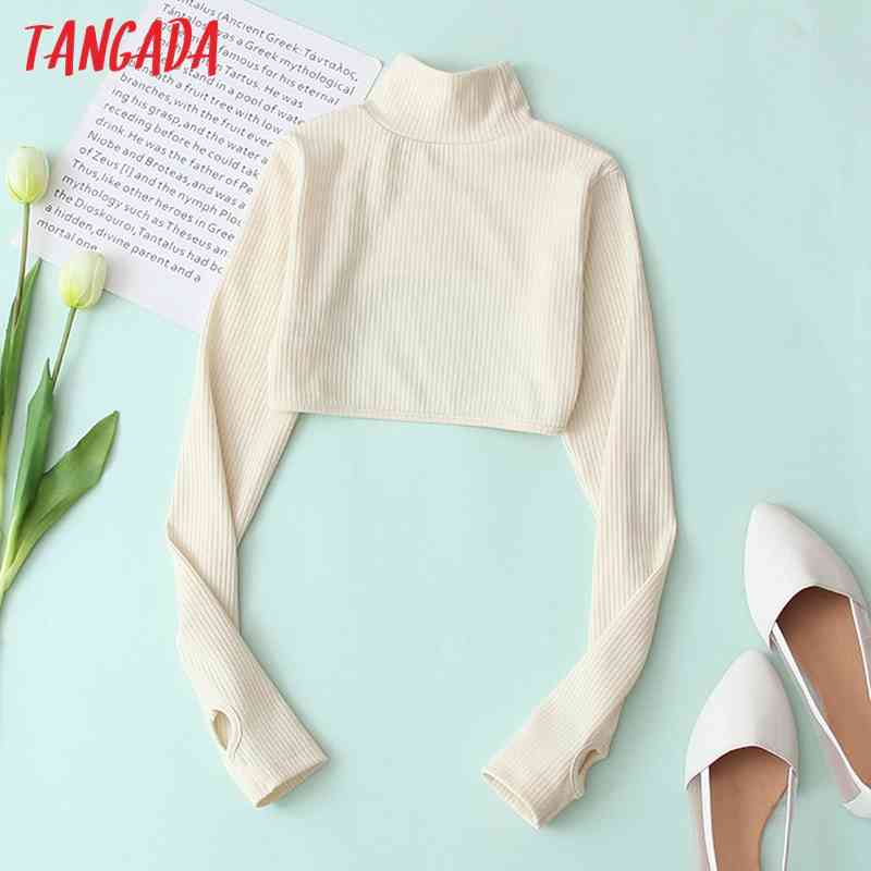 women solid strethy crop T long sleeve tees ladies casual tee shirt street wear top QJ127 210416