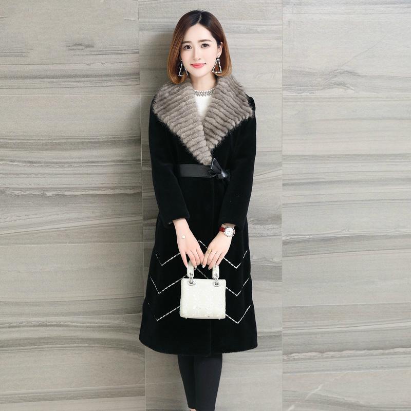 Women's Fur & Faux Wool Real 2021 Coat Sheep Shearling Coats Long Warm Winter Jackets For Women Natural Mink Knitted Collar Y826 S, Black
Women's Fur & Faux Wool Real 2021 Coat Sheep Shearling Coats Long Warm Winter Jackets For Women Natural Mink Knitted Collar Y826 S, Black