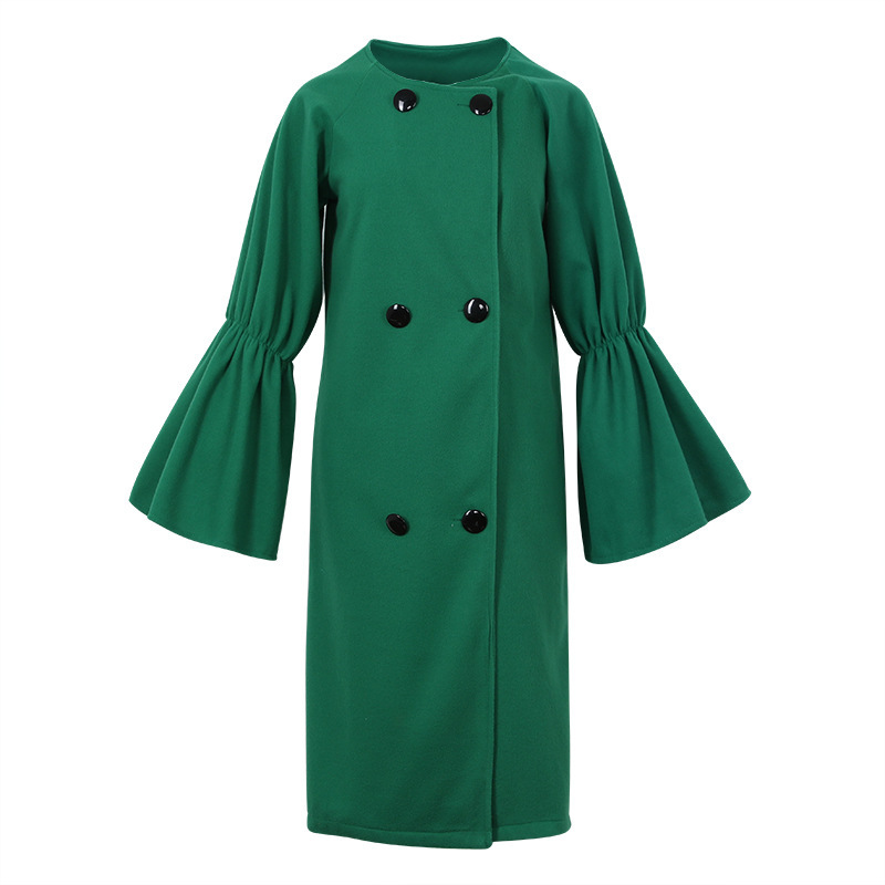 Women Trench Coat Temperament Windbreaker Flare Sleeve Double Breasted Overcoat Loose Long Woman Winter Top 210513