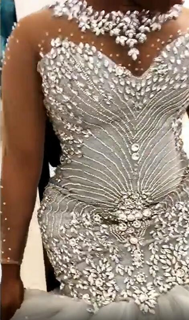 2021 Plus Size Arabic Aso Ebi Luxurious Crystals Mermaid Wedding Gowns Sheer Neck Long Sleeves Bridal Dresses ZJ255