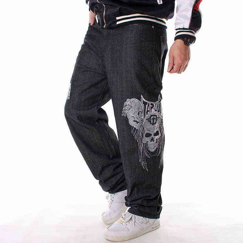 Sale Stripe Denim Jeans Loose Hip Hop Men Printed Hiphop Hip-hop Embroidered Skull Influx Of Casual Skateboard 211111