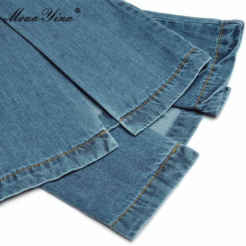 Fashion Set Spring Women's Lantern Sleeve Bow collar Floral-Print Tops+Trousers Cowboy Two Pieces 210524