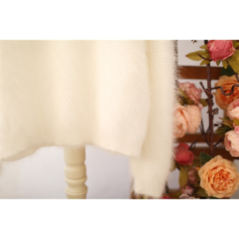 Women Sweaters Arrival Autumn And Winter Mohair Female white O-Neck Pullover 210520