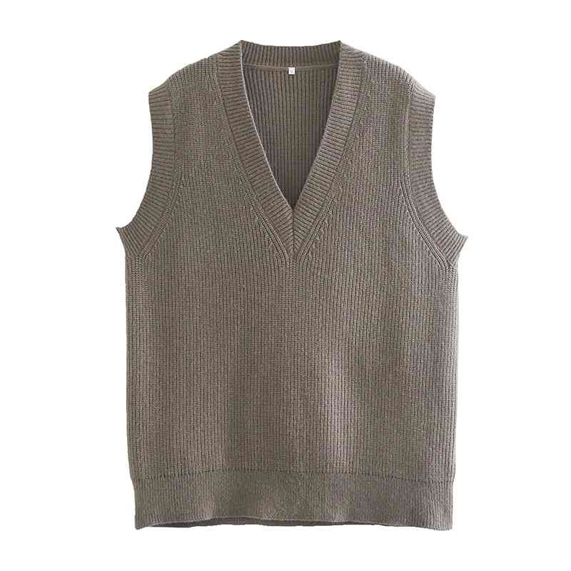 Vintage Women Elegant Knitted Sleeveless Sweaters Spring-Autumn Fashion Ladies Loose Pullovers Female Chic Knitwear 210430