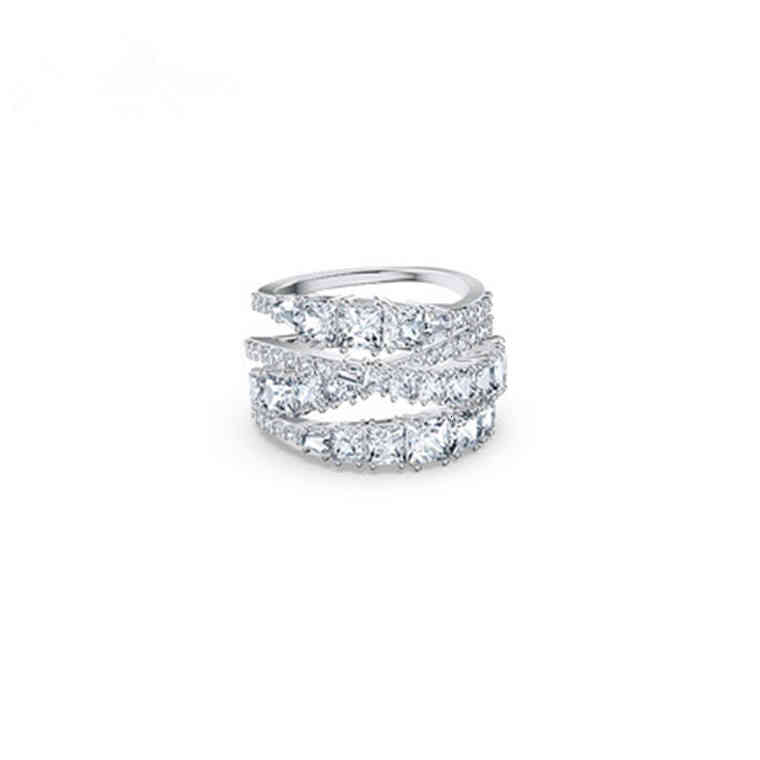 Shijia Crystal Element Wang Yibo's Same Spiral Diamond Ring Women's Elegant Multi-layer