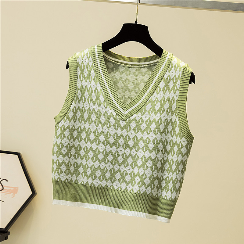 Stripe Women Sweater Vest Vintage V-Neck Knitting Pullover Sleeveless College Style Loose Autumn Tops 210519