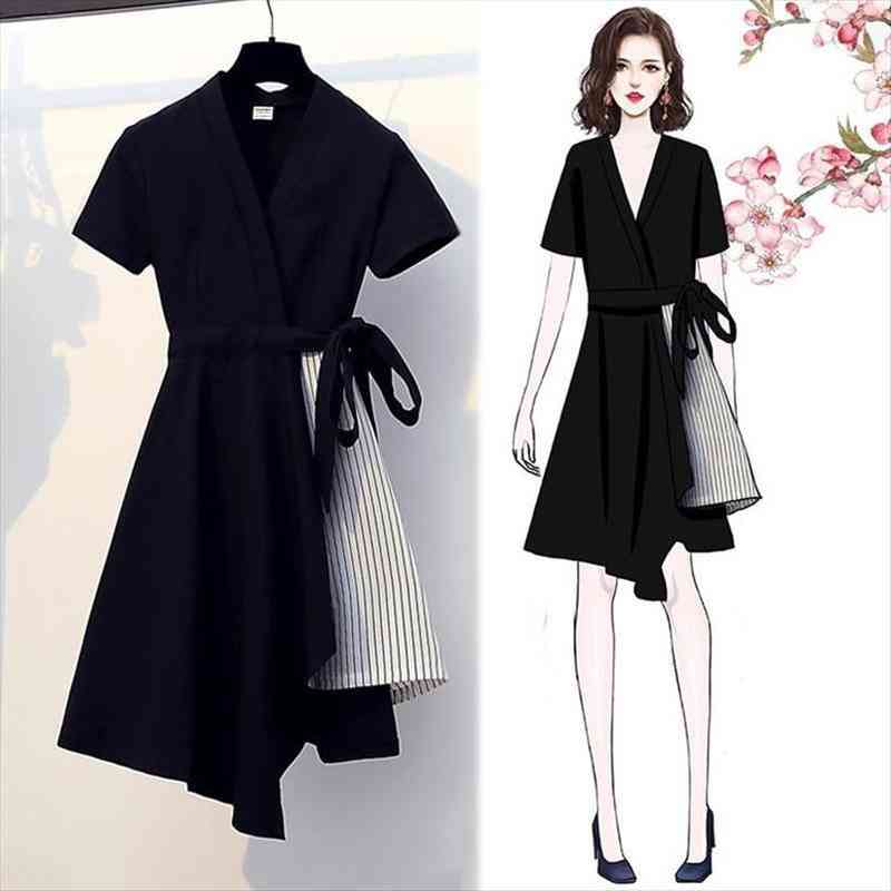 women fake two piece stripe dress korean dress retro female dresses lace up bodycon dresses vestidos, Black;gray
women fake two piece stripe dress korean dress retro female dresses lace up bodycon dresses vestidos, Black;gray