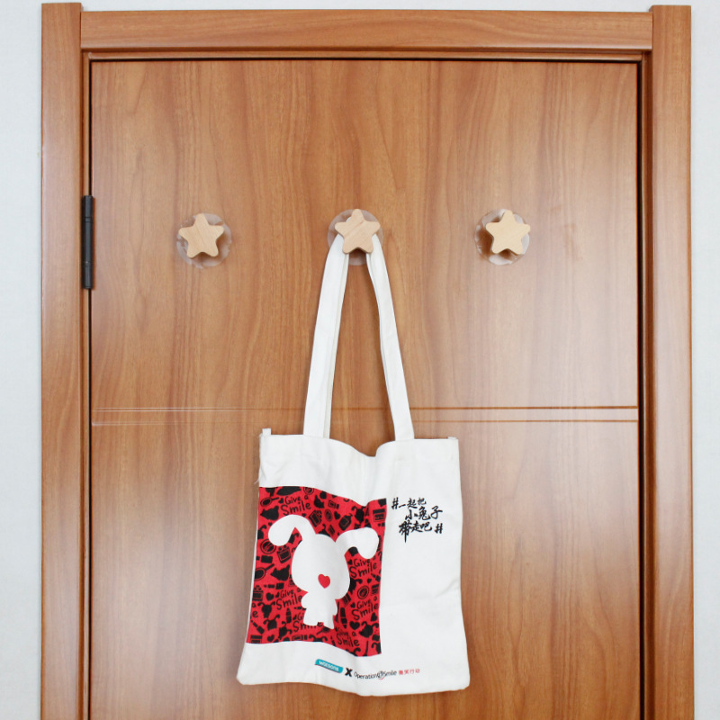 1Pcs Scarf Holder Beech Wood Porch Wall Decoration Hanger Hook Moon Star Pattern Children Bedroom Decorate Key Nature Color